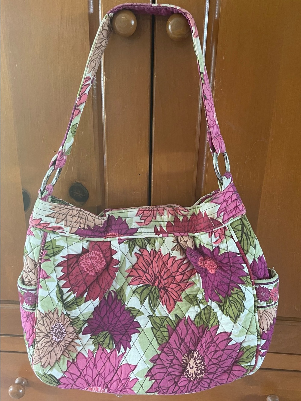Vera Bradley Quilted Floral Shoulder Bag in Pink, Purple and Green